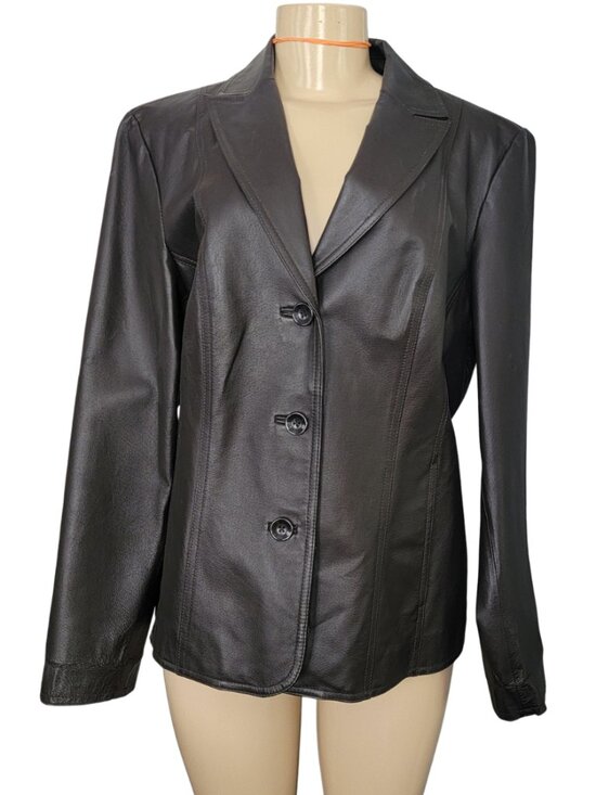 East 5th Jackets & Blazers - East 5th Brown Leather Collared 3 Button Blazer/Jacket